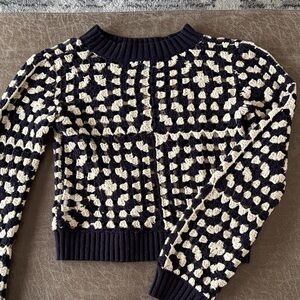 MINKPINK Navy and Cream Patterned Sweater